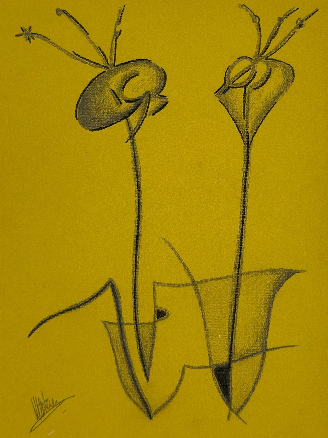 Jarrón con flores con fondo amarillo por Neus Daura